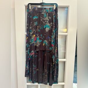 Vintage Y2K Billabong Chic Floral High-Low Skirt Black & Teal Coastal Size L